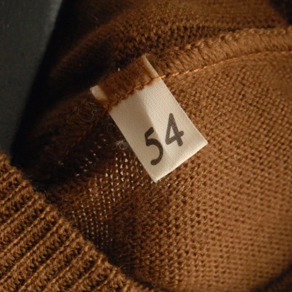 Connolly England Mustard Brown crewneck 100% Merino Wool Sweater 54 Size Large L - Picture 4 of 12